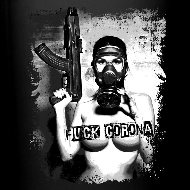 masked girl with AK - FUCK CORONA 4 dark clothes