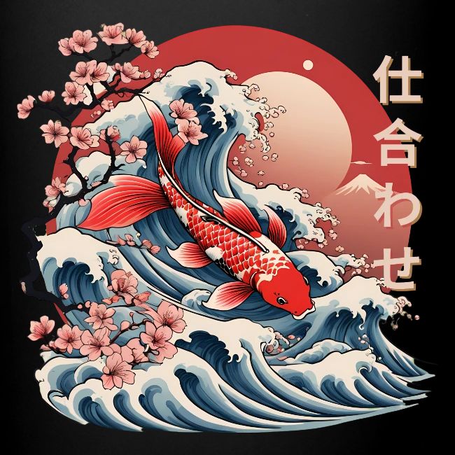 Majestic Koi Fish Ukiyo-e Japanese Design
