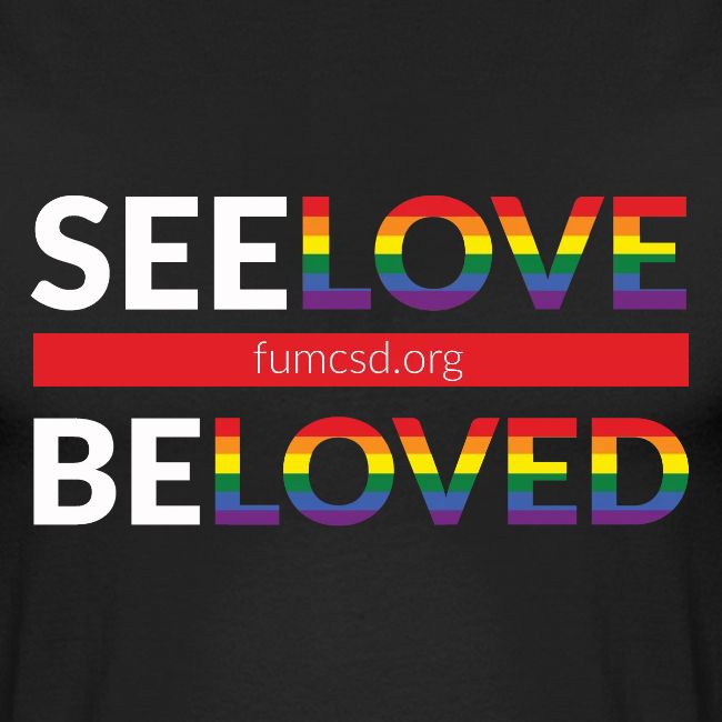 See Love, Be Loved at FUMCSD (white letters)