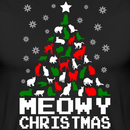 Meowy Christmas Cat Tree Ugly - Unisex Baseball T-Shirt