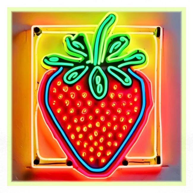 Colorful Strawberry Neon Glow