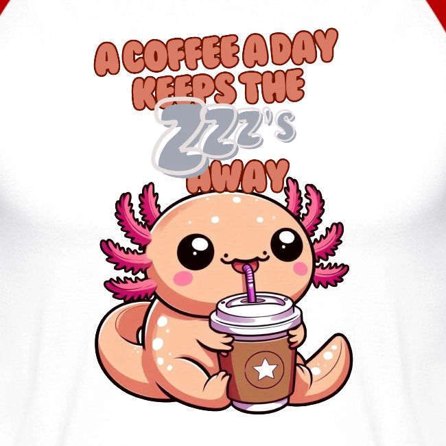 Coffee Drinking Cute Baby Axolotl