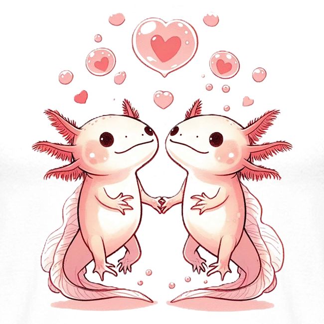 Axolotl Love: Cute Aquatic Creatures Holding Hands