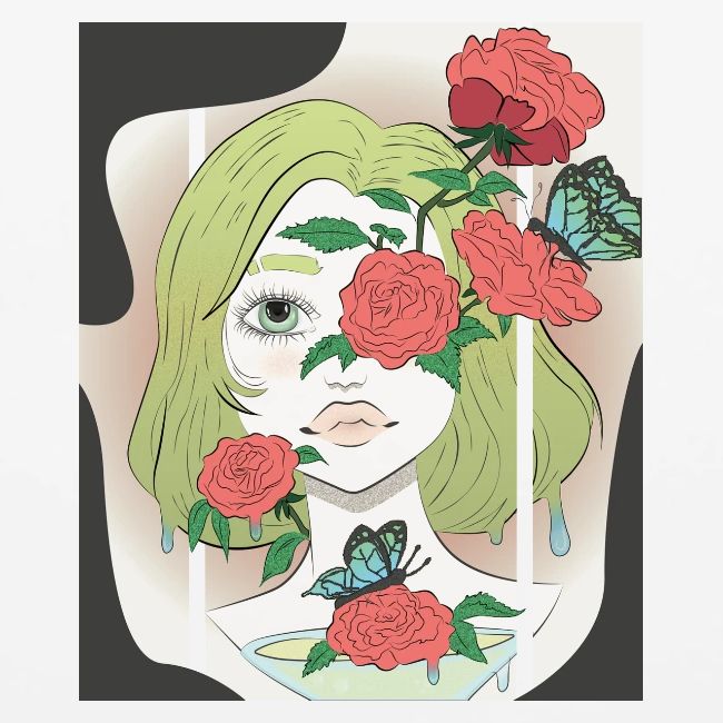 Girl with Rose Vine