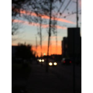 A blurry sunset