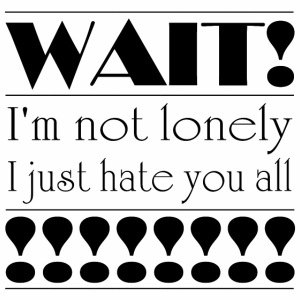 Wait! I am not lonely.. i just hate you all!