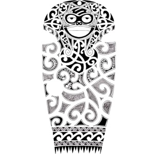 maori face t-shirt poloshirt black