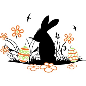 Easter Bunny Spring Flowers Silhouette Eggs