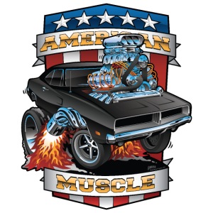 American Muscle Patriotic Muscle Car Cartoon