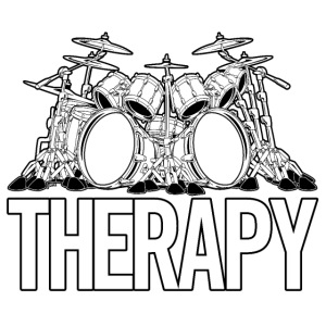 Drummers Therapy Drum Set Cartoon Illustration