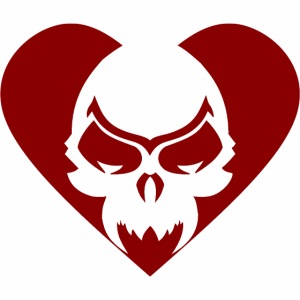 Evil Demonic Red Heart Skull