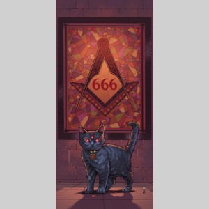 666 Three Eyed Satanic Kitten with Stained Glass