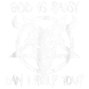 Gods Busy Can I Help You Funny Hail Satan Goat Satanic Throw Pillow