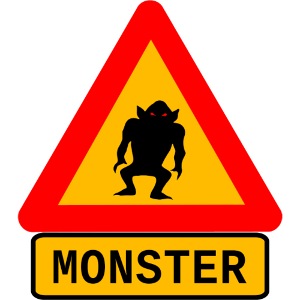 road sign monster text