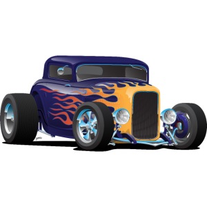 Vintage Hot Rod Car with Classic Flames