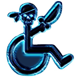 Wheelchair pirate, wheelchair humor, roller fun
