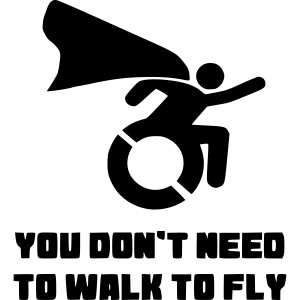 Weelchair flying super guy, wheelchair humor, roll