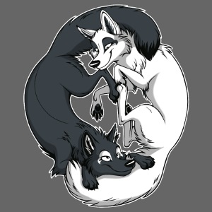 Yin Yang Foxes (white border)