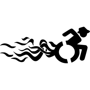 Wheelchair user with flames, disability