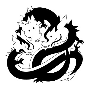 CAIS Core Values Dragons "Inclusion" BW on Red