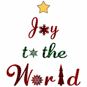 Joy to the world Christmas Tree Star Holiday Plaid