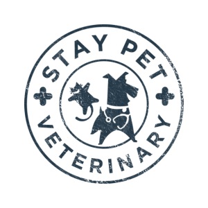Stay Pet Vet Blue Worn Logo