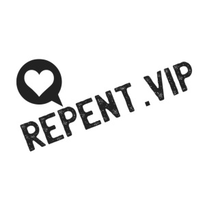 Repent in Black Stamped with Heart Logo