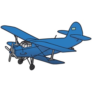 Blue biplane, propeller-driven airplane, aircraft