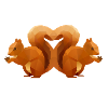 Low-Poly Squirrel Heart Duo