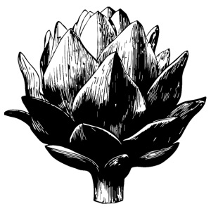 Big Artichoke Illustration - Black Ink, White Fill