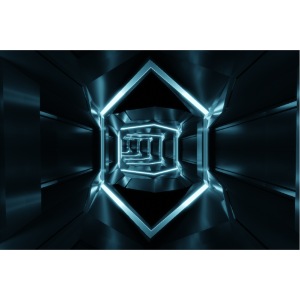 Blue Glowing Neon Tunnel