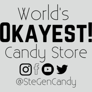 World's OKAYEST Candy Store Sticker All Black