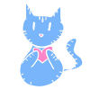 blue cat icon cartoon heart