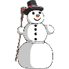 Snowman holding broom