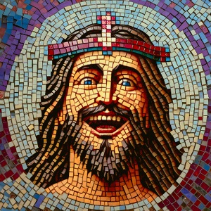 happy mosaic jesus