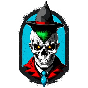 A student of magic with skull and pointed hat