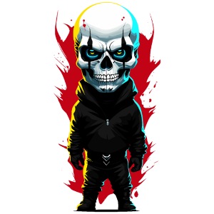 Little man with skull