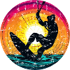 Kite surfer sunset kiting