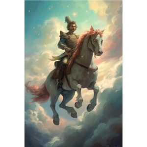 Blue Sky Horse Ride Fantasy Painting