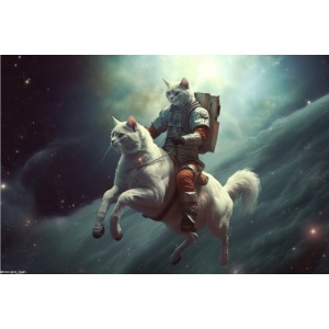 Cat Rider of the Apocalypse II - Weird Painting