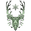 Green Geometric Reindeer