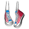 Hanging sneakers
