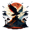 Golden eagle on snow mountain