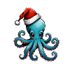 Octopus with Santa hat