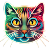 cat face neon design