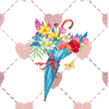 Umbrella under the flowers