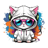cute cat enjoying music
