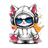 cute cat enjoying music