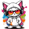 cute cat enjoying music