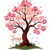 Sakura,Cherry Blossoms Spring Illustration